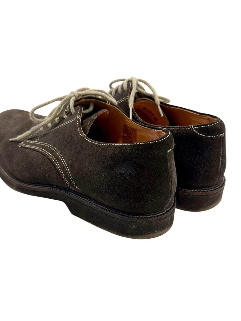 Men's Dark Brown Suede Derby Shoes w/Contrast Stitching & Laces Brazil 40 US 8-9 - Picture 4 of 12